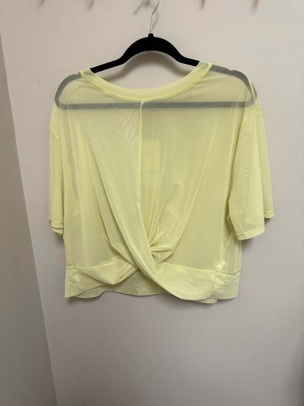 CALIA Twisted Mesh Short Sleeve Tee Light yellow green  XXL